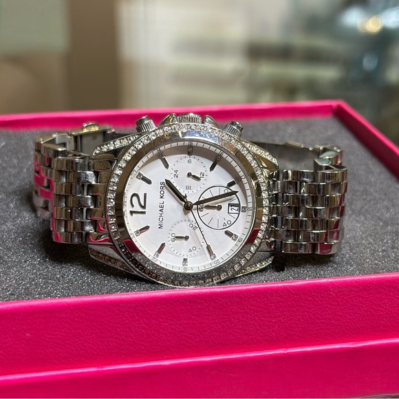 MICHAEL‎ KORS Pressley Chronograph White Dial Stainless Steel Ladies Watch - Picture 9 of 15